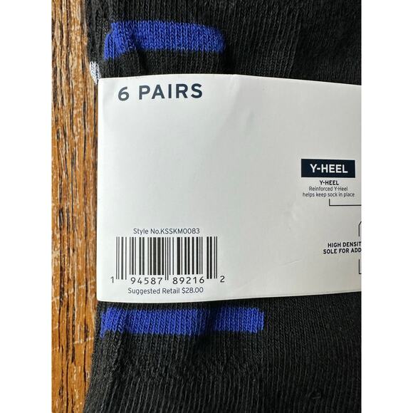 NWT K-SWISS Men NO SHOW ANKLE SOCKS Black shoe SIZE 6 - 12.5 6 Pairs - Picture 5 of 7